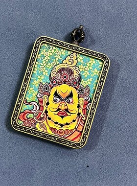非纯手绘黄财神唐卡吊坠厂家景区夜市地摊招财配X饰纪念品代发