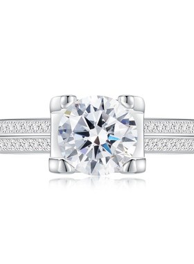 珠宝2023新款92p5银牛头戒指女8.0高碳钻烟花切时尚简约戒指环