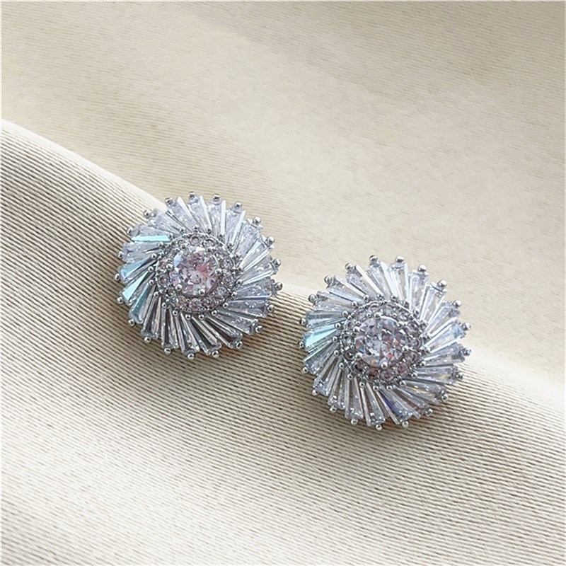 高级感满钻锆石i耳环耳钉女S925银针精致超璀璨可做新娘妆搭配耳