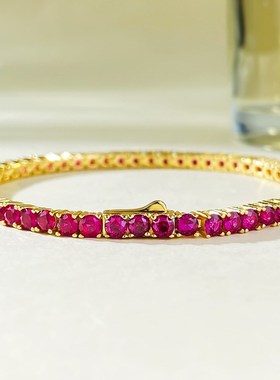 珠宝2024新款925银鸽血红满钻红H钻手链日常经典时尚OL直播款