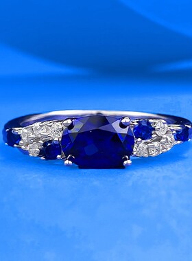 珠宝直播新款S925银仿真鸽血红5*7Nmm椭圆芬达橙法式浪漫