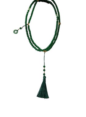 新中式祖c母绿平安扣串珠流苏项链 轻奢高级感气质毛衣长款项链女