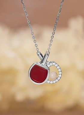 新款原创乒乓球项链小众高v级设计感复古个性精致情侣颈饰项链