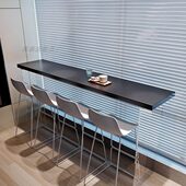 黑色实木亚克力吧台桌休闲高脚窄桌透明悬浮靠墙阳台吧台桌椅组合