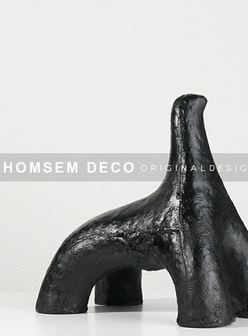 简约现代几何黑白抽象样板房间售楼处H客厅软装饰品展厅艺术摆设