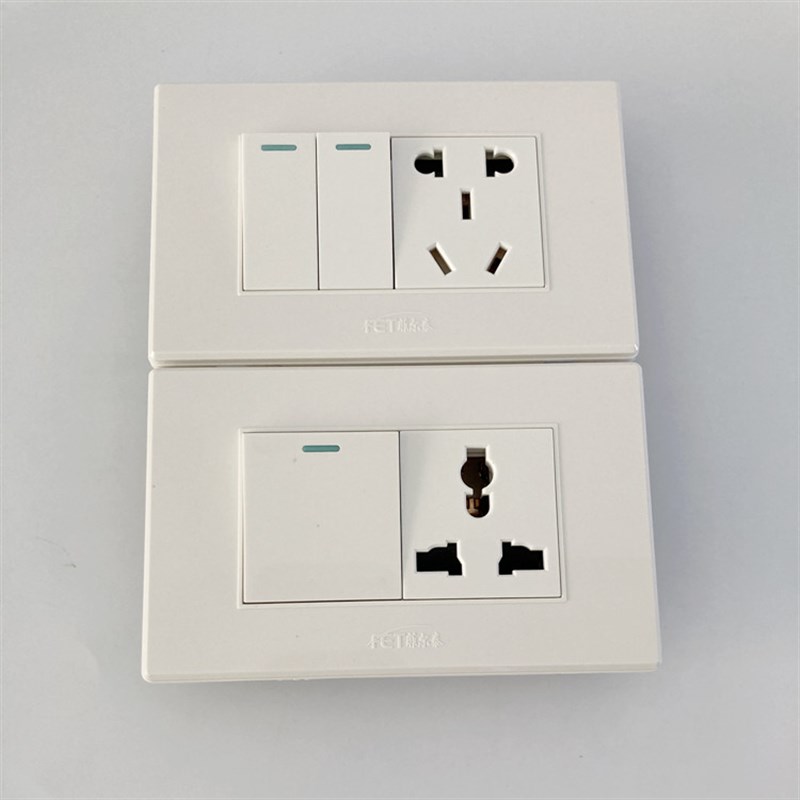 118型家用墙壁开关插座面板一开一插小两开三孔R10A单控双控按钮