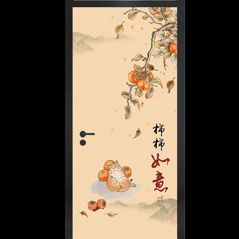 门贴纸木门翻新自粘新中式遮丑防水翻新装饰入Q户宿舍卫生间玻璃