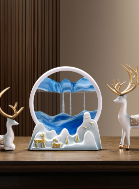 创意招财鹿流沙画摆件客厅办公室玄关家居沙漏装饰品乔迁新居送礼