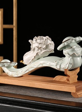 中式创意陶瓷如意葫芦摆件家居招财玄关酒柜新居乔迁工艺品摆设品