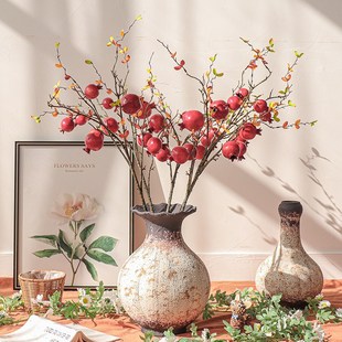 仿真长枝大石榴果实寓意红红火火多子多福客厅玄关电视柜装饰摆件