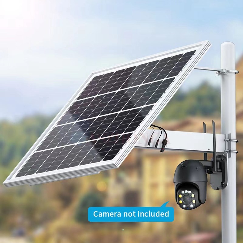 太阳能12V直h流供电系统户外防水路由4G监控球机储电发电套装