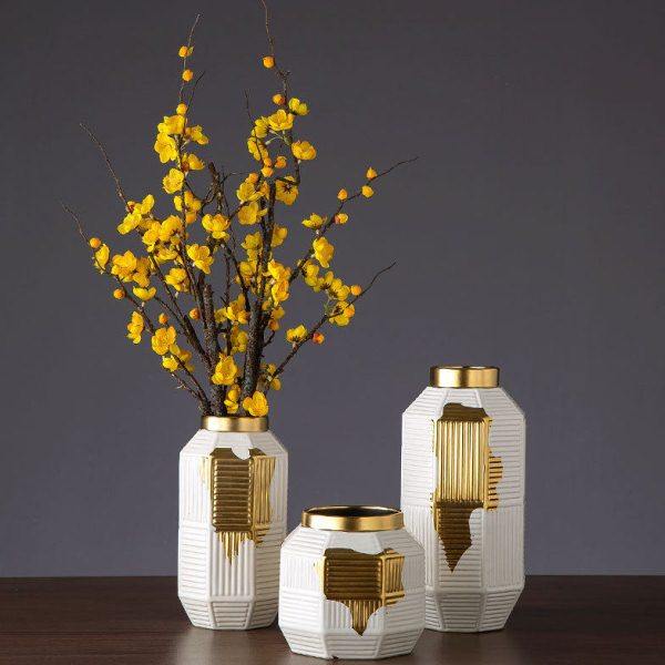 北欧风电镀金色陶瓷轻奢花创意客厅软装摆设柜插花餐桌装饰摆件,家居饰品,花瓶,淘宝优惠券,粉丝福利购,淘宝优惠卷
