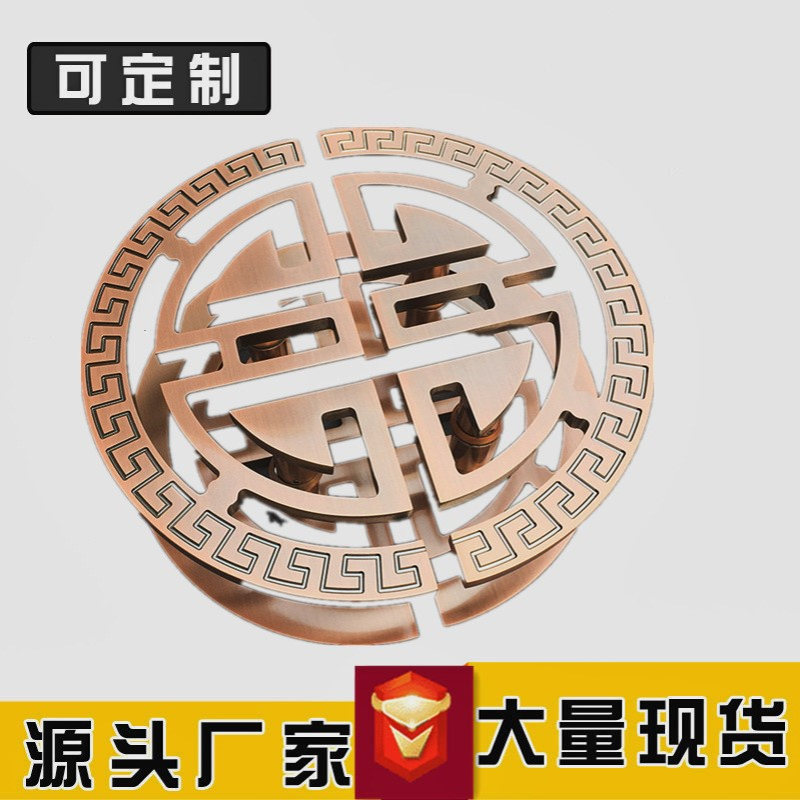 厂家批发现代仿古玻璃门拉手酒店大门拉手青古铜半圆镂空大拉手