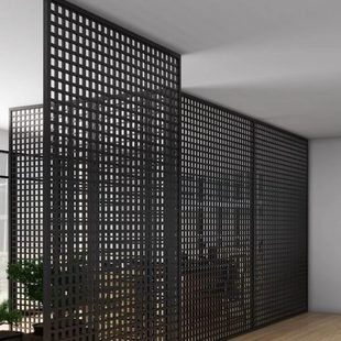 轻奢格栅隔断墙隔间挡板屏风办公室内玄关客厅装饰镂空金属隔栅