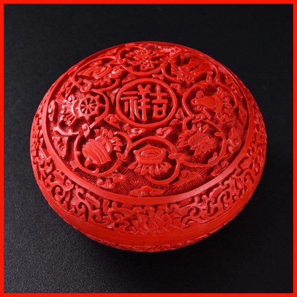 扬州漆器朱砂女搭配糖果印尼首饰盒子特色雕漆民间工艺送朋友礼物