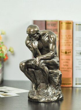 雕塑古铜色人物复古摆件思想者沉思者思考艺术品工艺品家居装饰品
