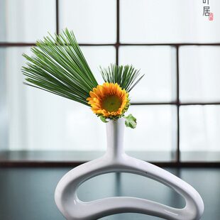 日式池坊缟羽自由器陶瓷插花花瓶小源流花道花器简约家桌面居装饰