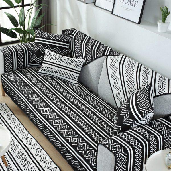 定做加厚麻棉提花沙发垫四季简约现代双面布艺坐垫全盖沙发套夏季