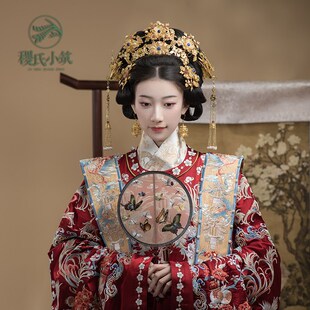 稷氏小筑 喜迁莺慢 古风配饰发冠仿花丝发簪子明制汉服金色发冠