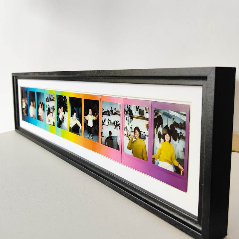 彩虹相框拍立得相纸实木宽幅5寸相框框架mini3寸摆台挂墙