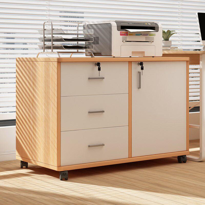 文件柜资料柜办公室小边柜置物柜木质储物矮柜工位桌带锁收纳柜子