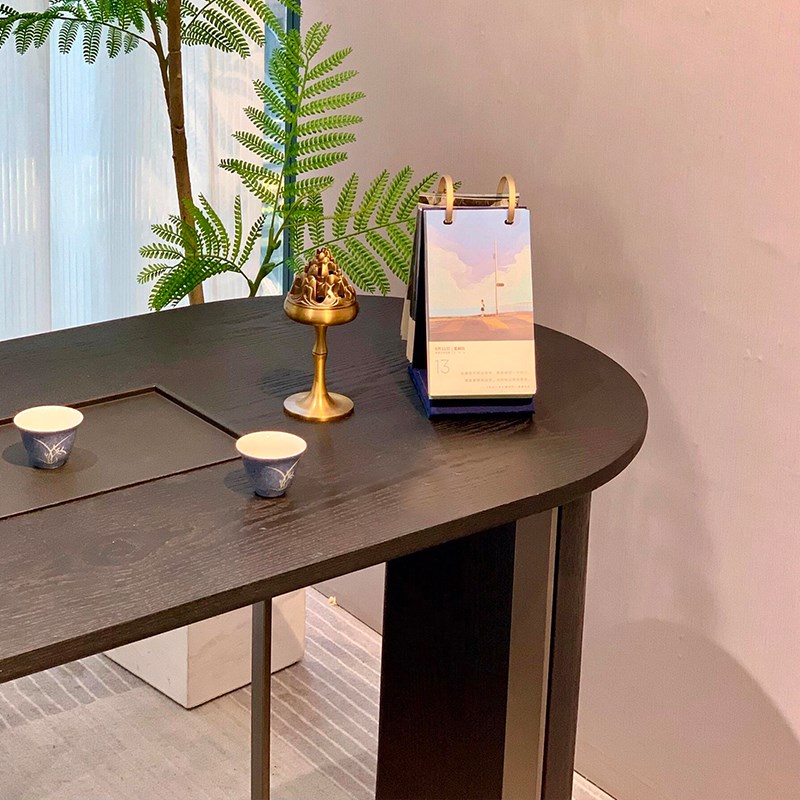 轻奢岩板阳台实木茶台2025新款简约禅意茶桌椅组合家用客厅泡茶台
