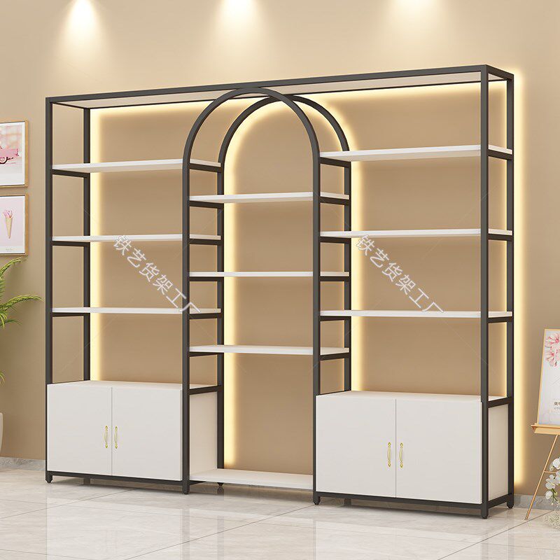 理发店产品柜美容院产品商用可调节陈列柜发廊毛巾柜轻奢陈列架柜