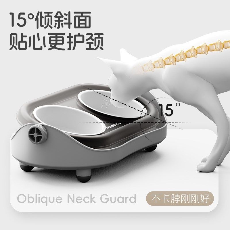 POPO陶瓷猫碗护颈防打翻宠物狗碗猫盆猫粮猫食盆猫咪饭碗斜口双碗,宠物/宠物食品及用品,猫狗碗/慢食碗,淘宝优惠券,粉丝福利购,淘宝优惠卷