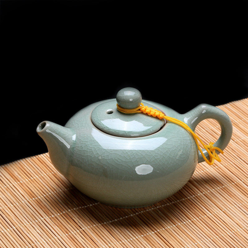 德化西施壶冰裂釉茶壶绿色手工陶瓷泡茶壶功夫茶具单壶家用陶瓷
