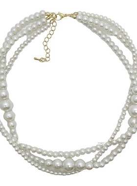 性感辣妹多层设计珍珠文艺复古项链装饰小众气R质颈链网红锁骨链