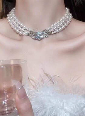 土星珍珠项链2023新款轻奢小众脖H颈链高级珍珠项链小众设计感