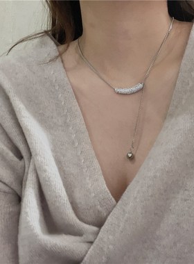 精致满钻锆石金j属项链个性时尚简约百搭气质颈链锁骨链毛衣链