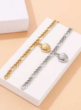 个性时尚ins钛钢手链女 欧美风D冷淡创意简约不锈钢心形手饰