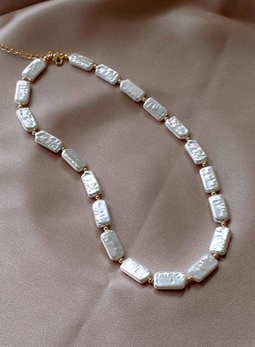 仿巴洛克异形珍珠项o链新款时尚设计感锁骨链气质网红珍珠配饰