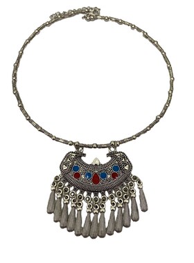 波西米亚复古民族风流苏镂空吊坠项链女苗疆古典异域项Z圈旅游配