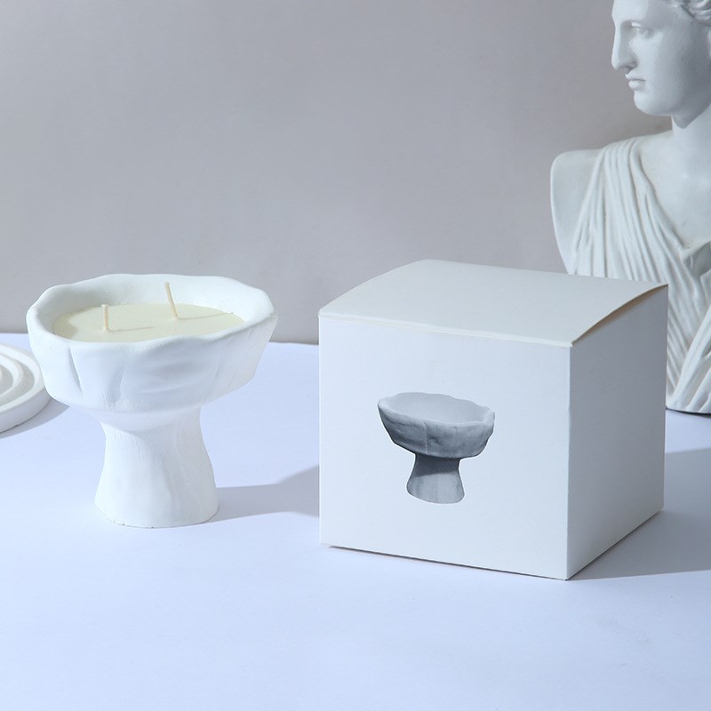 创意白色高脚杯石膏香r薰蜡烛摆件家居高级客厅装饰品伴手礼生日