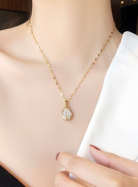 抖音郁金香钛f钢高级感轻奢项链女气质时尚锁骨链颈链女吊坠女颈