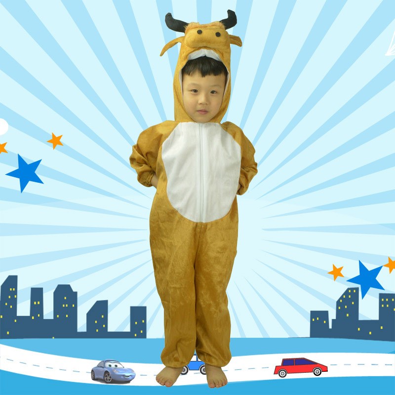 万圣节儿童舞会动物服装黄牛服饰十二生肖演出服装儿Z童表演服装