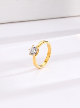 法式超闪大锆石钛钢戒指女t小众设计高级感轻奢时尚百搭网红潮配