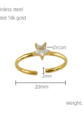 跨境新款不锈e钢镶锆石开口戒指女欧美百搭设计感轻奢钛钢指环