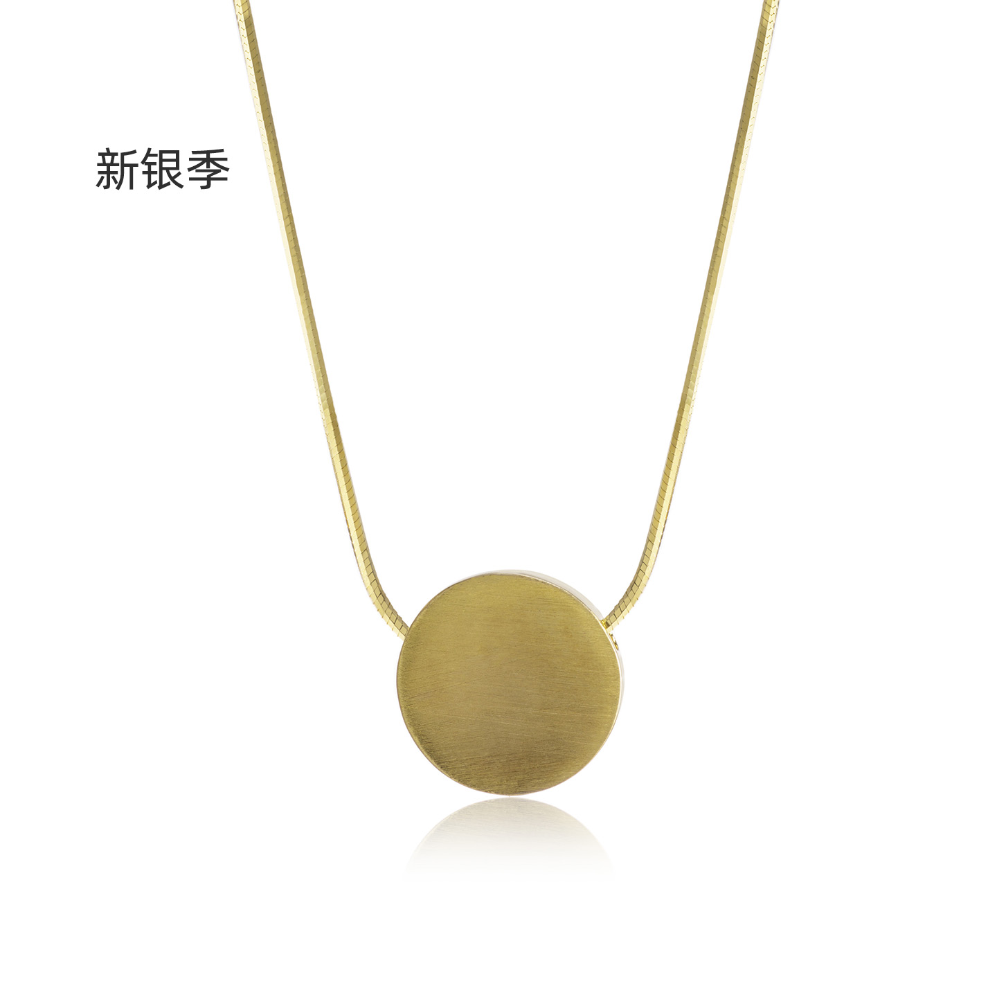 新银季s925纯银拉丝圆片项链女2025新款轻奢小众设计感锁骨链颈链