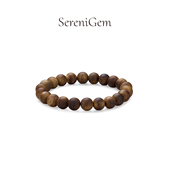 SereniGem谧彩境 天然海南莺歌绿奇楠沉香金沙叶圆珠手串卡9mm