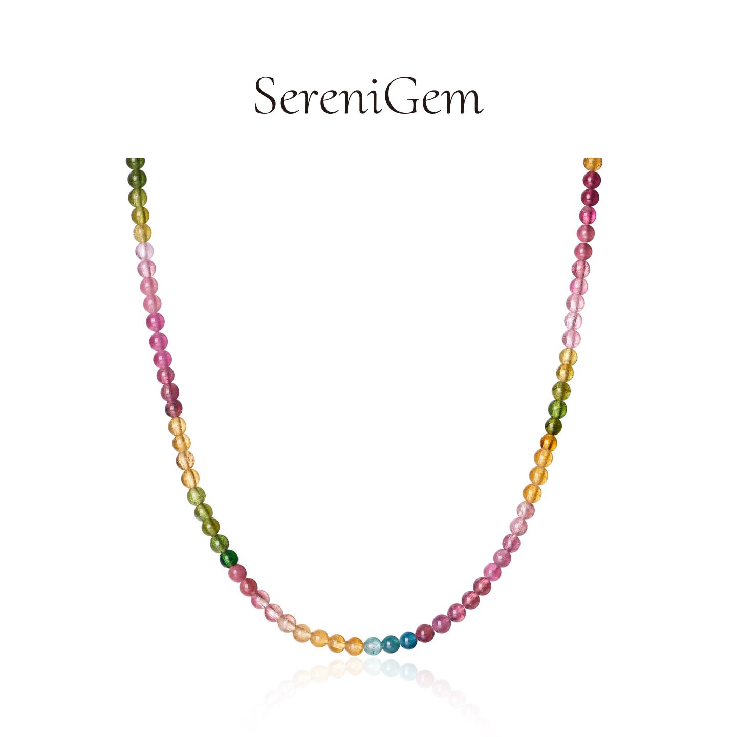 SereniGem谧彩境 天然多圈多巴胺彩虹新款925银碧玺三圈珠串