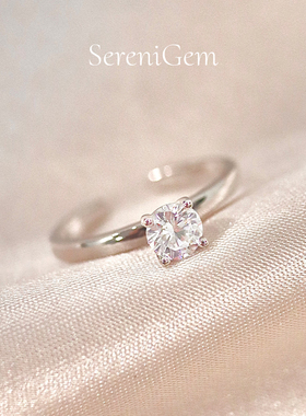 SereniGem谧彩境 5A特选锆石单颗S925活口可调节简约戒指