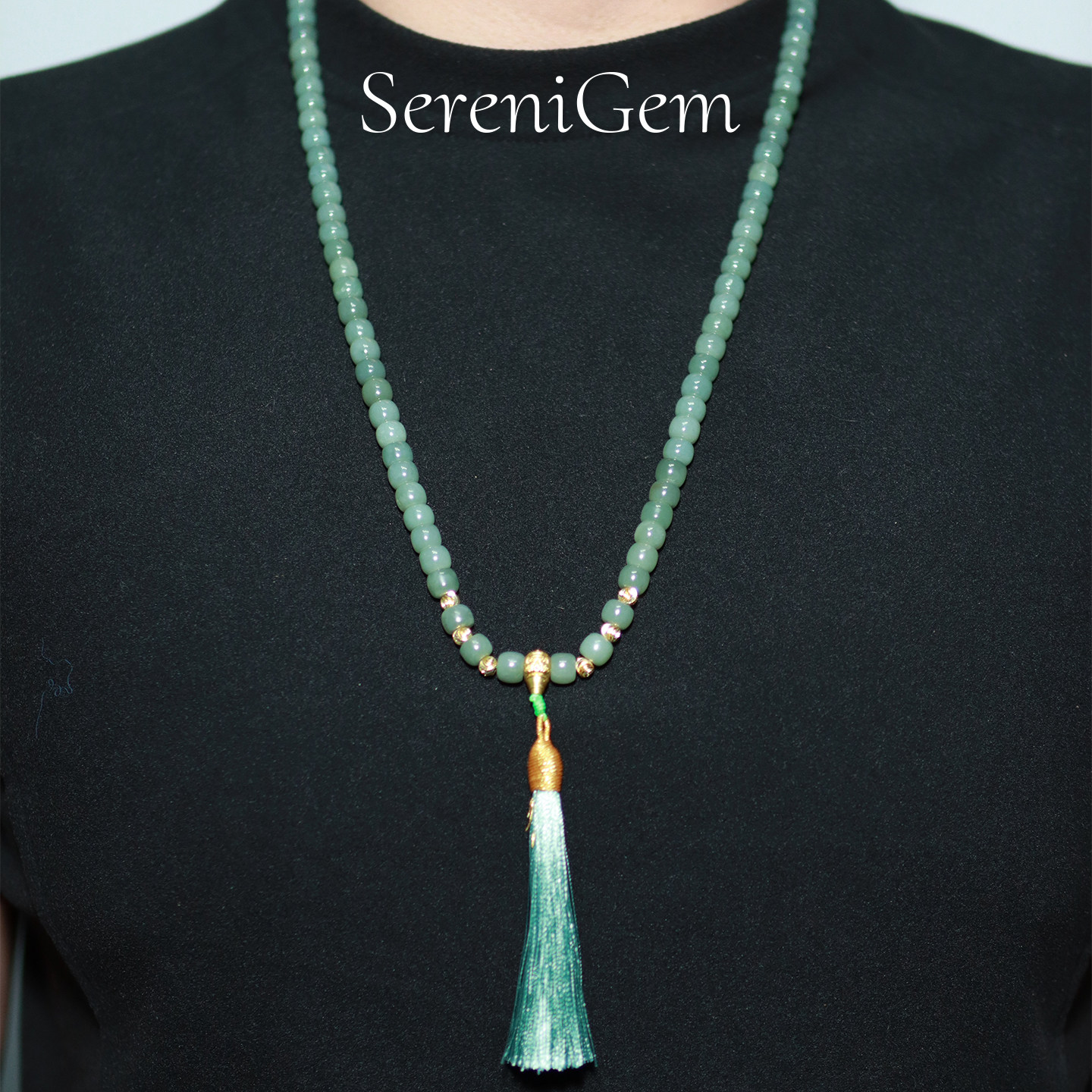 SereniGem谧彩境 新疆且末和田玉青白老型念珠珠串