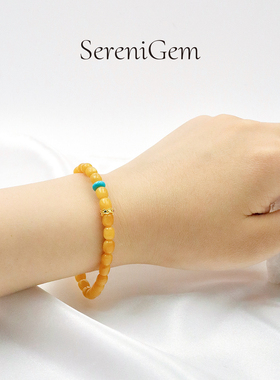 SereniGem谧彩境 天然蜜蜡中国风新款鸡油黄单圈手串