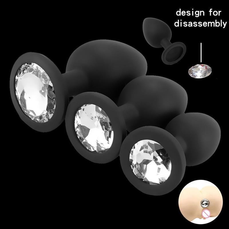 S M L Butt Plug Anal Diamond No Vibration Male Masturbator b