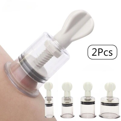 2Pcs Nipple Vacuum Pump Enlarger Breast Nipple Sucker Clitor