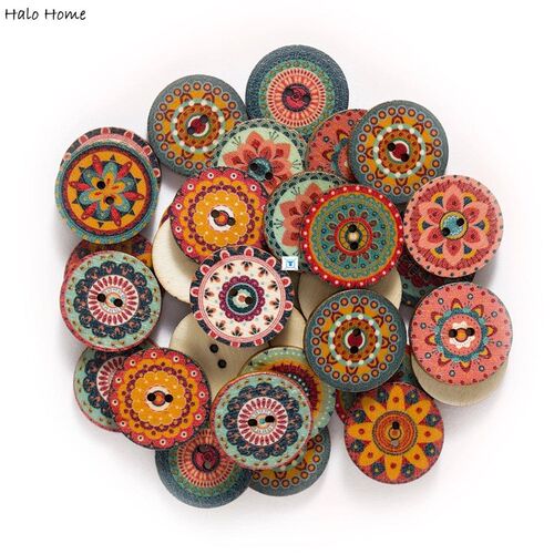 50pcs Retro series Wood Buttons for HandLwork Sewing Scrapbo