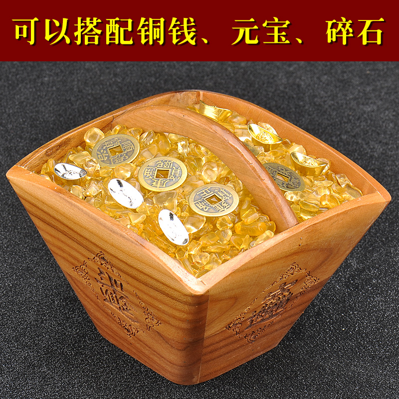 仿古老米斗日进斗金摆件升斗桃木斗木斗老式实木雕刻木质升子四方